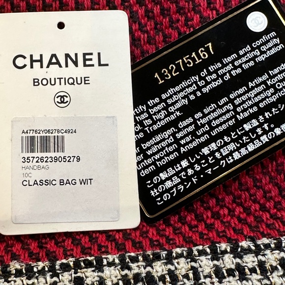 Chanel tweed red and black two flap bag - Picture 9 of 15